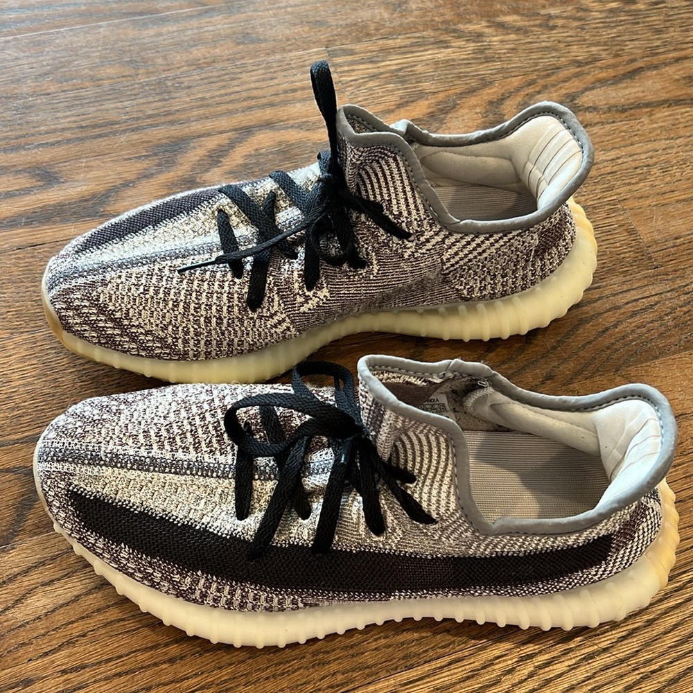 Yeezy Adidas Brown/Beige Knit Fabric 350 V2 Zyon Sneakers - Picture 11 of 13